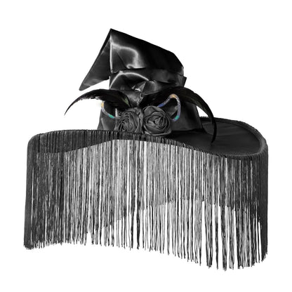 LED Light Up Witch Hat with Fringe Veil