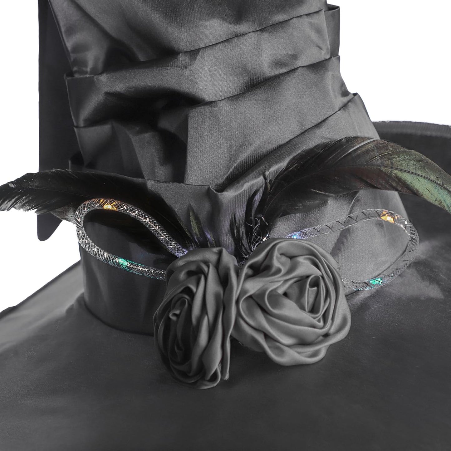 LED Light Up Witch Hat with Fringe Veil