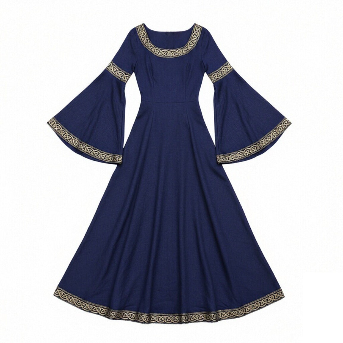 Mittelalterliches Renaissancekleid für Damen, langes Kleid mit Glockenärmeln 