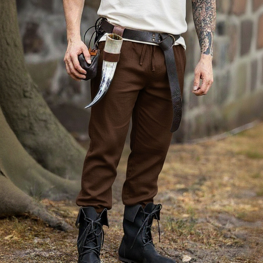 Klassische mittelalterliche Hose aus Baumwollleinen mit geradem Bein