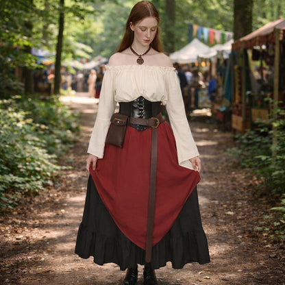 Medieval Traveler Set with Blouse Maxi Skirt Corset Belt