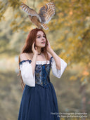 Renaissance Style Blue Pattern U-Back Corset Vest - Retrorobe