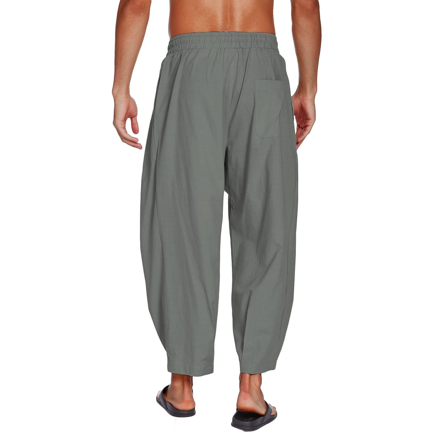 Sommerhose aus Baumwolle und Leinen im frühmittelalterlichen Stil