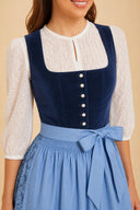 Women’s Oktoberfest Navy & Sky Blue Midi Dirndl Dress with Apron