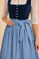 Women’s Oktoberfest Navy & Sky Blue Midi Dirndl Dress with Apron