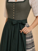 Women’s Heritage Forest Green Midi Dirndl Dress with Patterned Apron