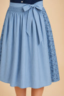Women’s Oktoberfest Navy & Sky Blue Midi Dirndl Dress with Apron