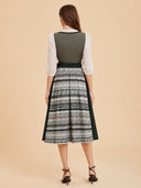 Women’s Heritage Forest Green Midi Dirndl Dress with Patterned Apron