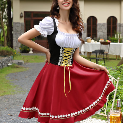 Oktoberfest Red Dirndl Costume with Blouse