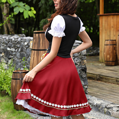 Oktoberfest Red Dirndl Costume with Blouse