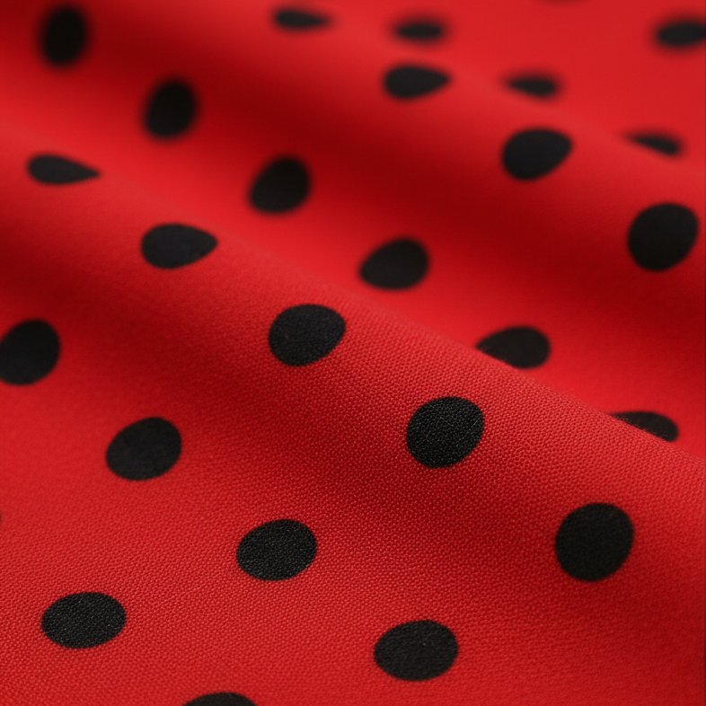 Women's 1950s Polka Dot Bow Tie Neck Short Sleeve A-Line Rockabilly Dress