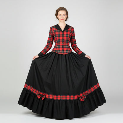 Red Plaid Victorian Christmas Carol Dress