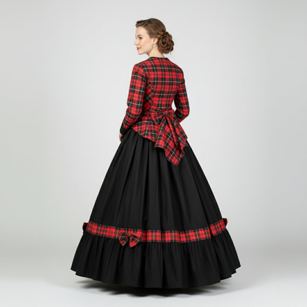 Red Plaid Victorian Christmas Carol Dress