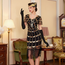 Black Sequin Pattern Flapper Dress