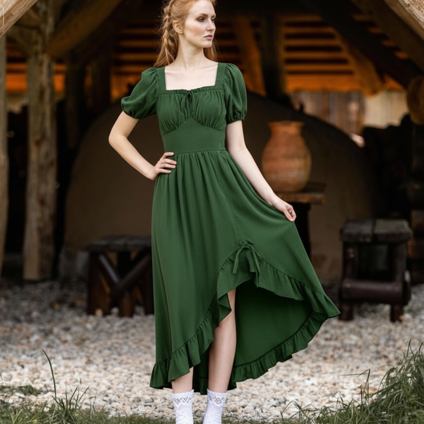 Grünes Elfen LARP Fantasy Kostümkleid 