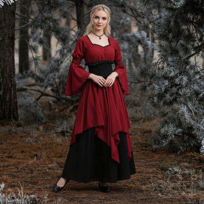 Women's Retro Vintage Victorian Red Dress