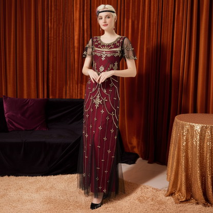 Art Deco Sequin Flapper Dress with Accessories Set