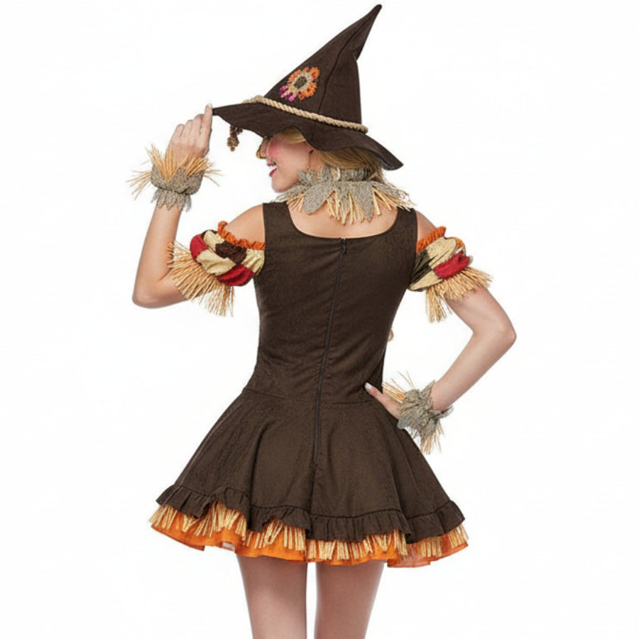 Scarecrow Halloween Costume Dress with Hat