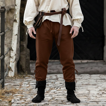 Baumwoll-Leinenhose im Retro-Piratenstil