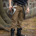 Pantalon droit en coton et lin pour homme