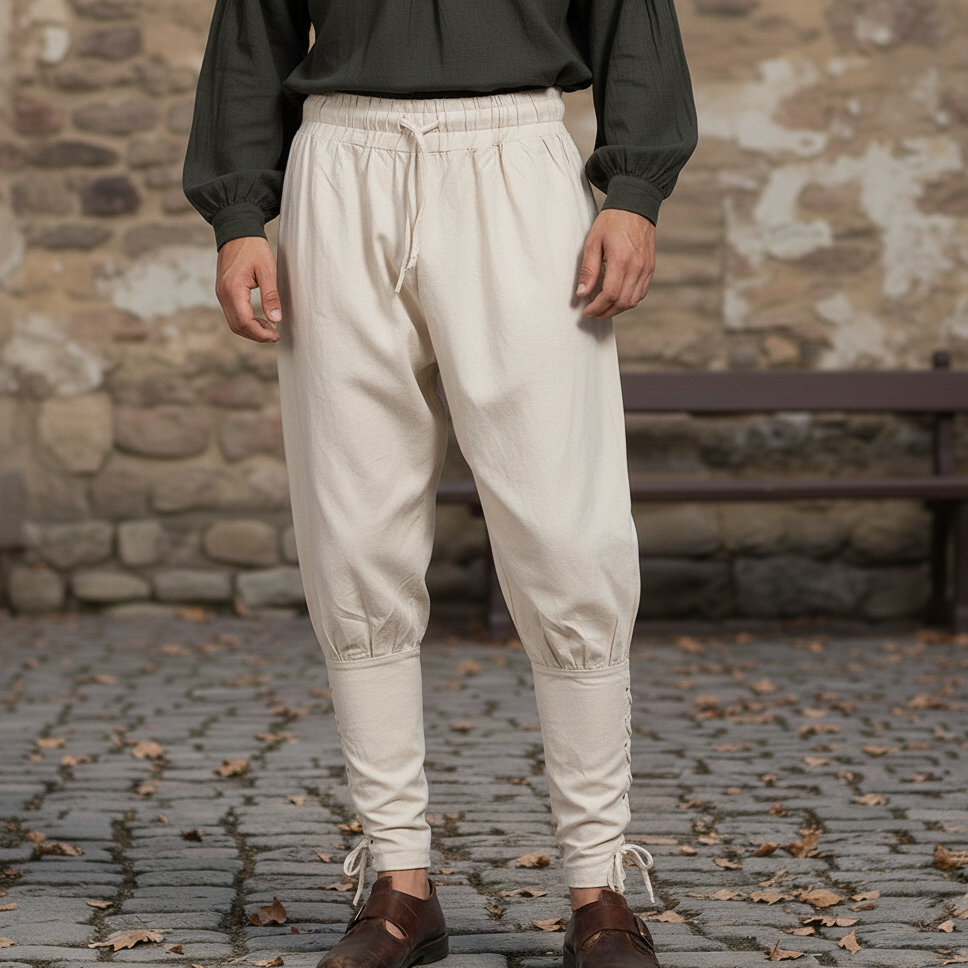 Baumwoll-Leinenhose im Retro-Piratenstil