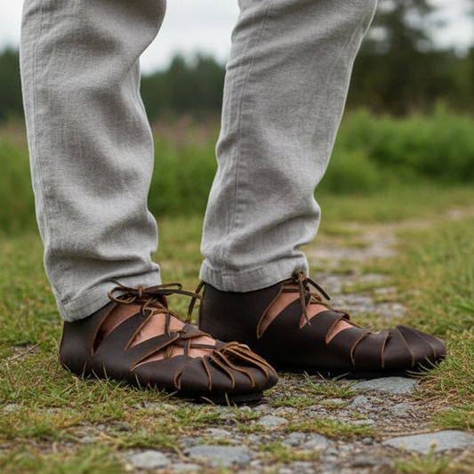 Chaussures paysannes médiévales à lacets de style celtique