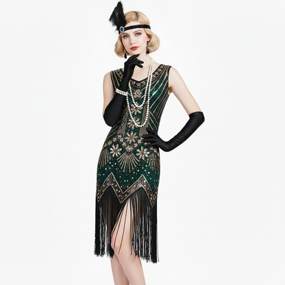 Green Flapper Dress with ACCs