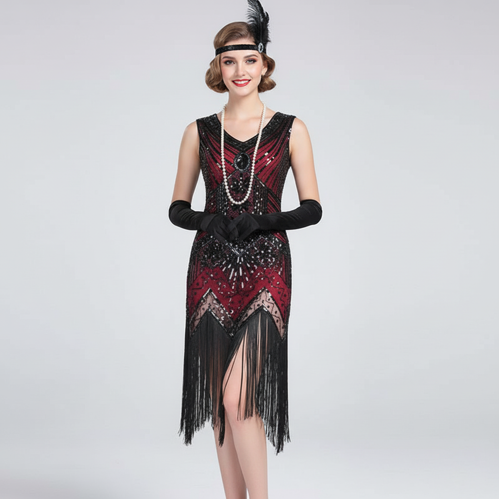 Red Flapper Dress with ACCs