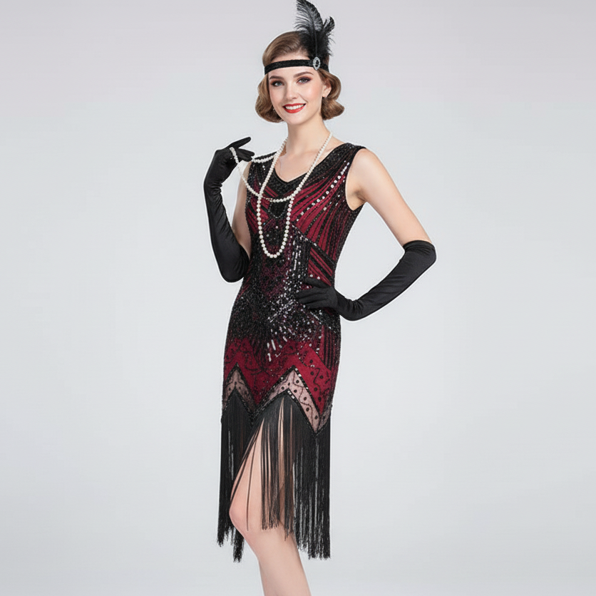 Red Flapper Dress with ACCs
