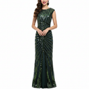 Vestido de noche verde con lentejuelas