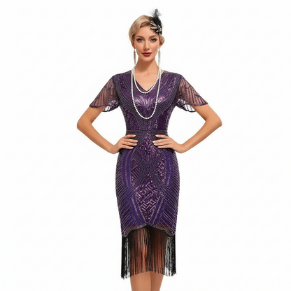Sequin Fringe Flapper Dress
