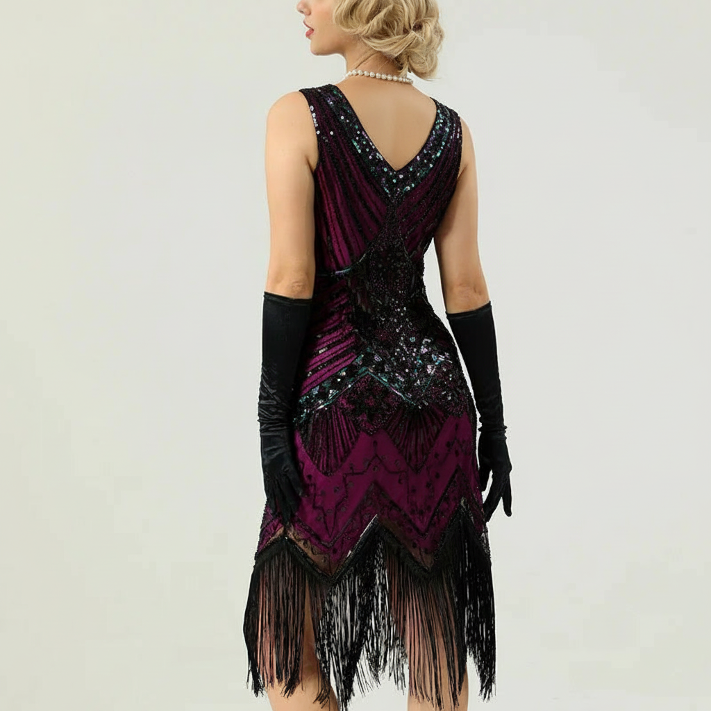 Fuschia Flapper Dress with Accessories Set