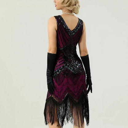 Fuschia Flapper Dress with Accessories Set