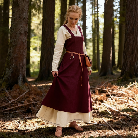 Medieval Apron Overdress Tunic Set Dress