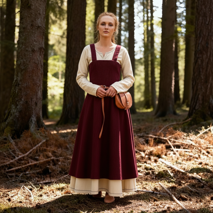 Medieval Apron Overdress Tunic Set Dress