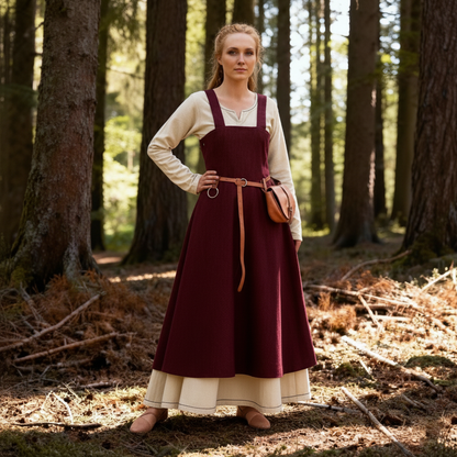 Medieval Apron Overdress Tunic Set Dress