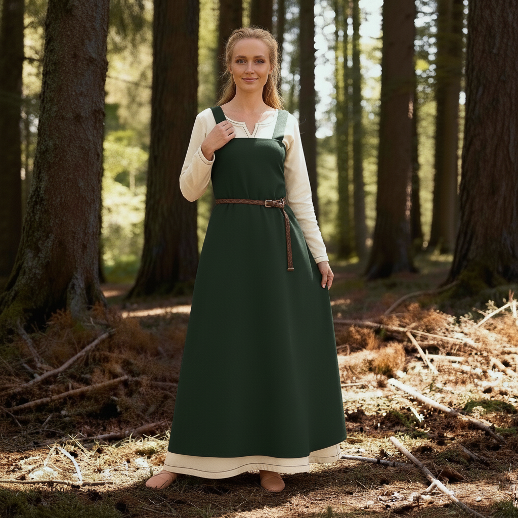Medieval Apron Overdress Tunic Set Dress