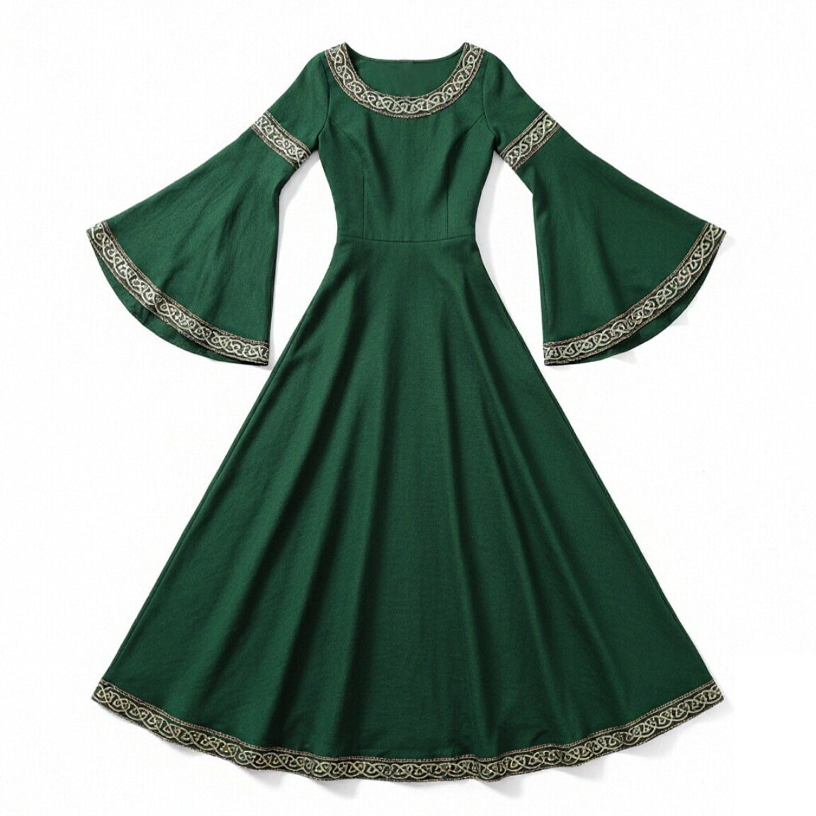 Mittelalterliches Renaissancekleid für Damen, langes Kleid mit Glockenärmeln 