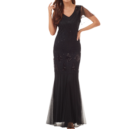 Black Maxi Sequin Evening Gown