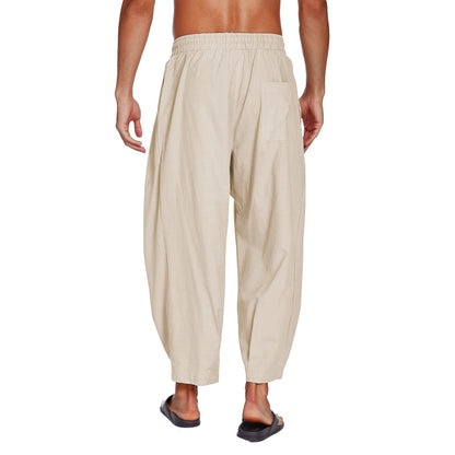 Sommerhose aus Baumwolle und Leinen im frühmittelalterlichen Stil