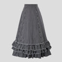 Gothic Retro Striped Steampunk Skirt with Ruffles - Retrorobe
