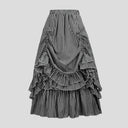 Gothic Retro Striped Steampunk Skirt with Ruffles - Retrorobe