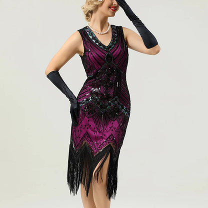 Fuschia Flapper Dress with Accessories Set