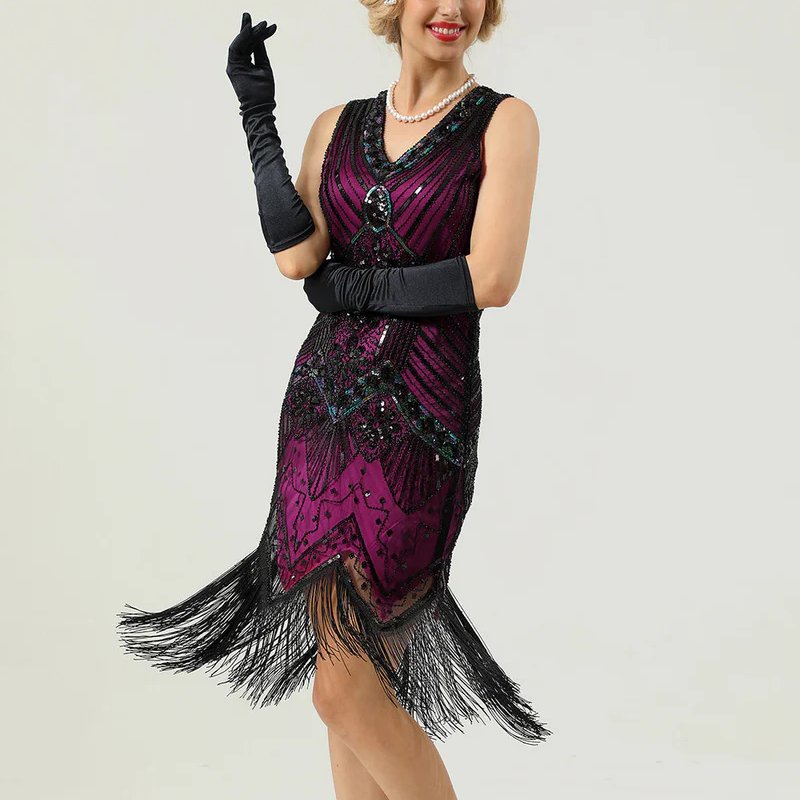 Fuschia Flapper Dress with Accessories Set