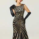 Vestido de noche dorado con lentejuelas
