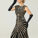 Vestido de noche dorado con lentejuelas