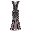 Vestido de noche plateado con lentejuelas