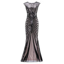 Vestido de noche plateado con lentejuelas