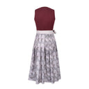 Oktoberfest Classic Wine Red Long Dirndl with Apron - Retrorobe