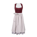 Oktoberfest Classic Wine Red Long Dirndl with Apron - Retrorobe